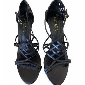 Ralph Lauren Leather Sandal Heels Size 7.5 NWOT